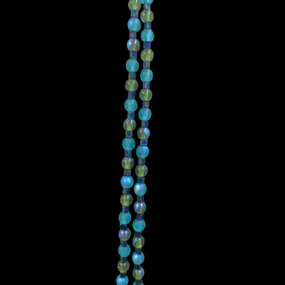 Long Iridescent Beaded Necklace Earrings Set Coastal Mermaid Tropical Gorpcore - Picture 5 of 8